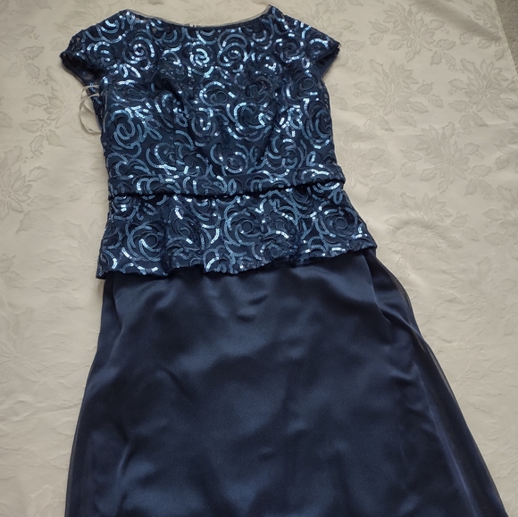 Jade by Jasmine Bejeweled Sequins Tiffany chiffon cap sleeves Sparkle Shine Maxi - Picture 3 of 11